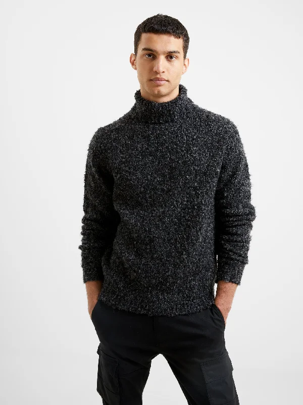 Relaxed Fits Twisted Boucle Roll Neck Jumper
