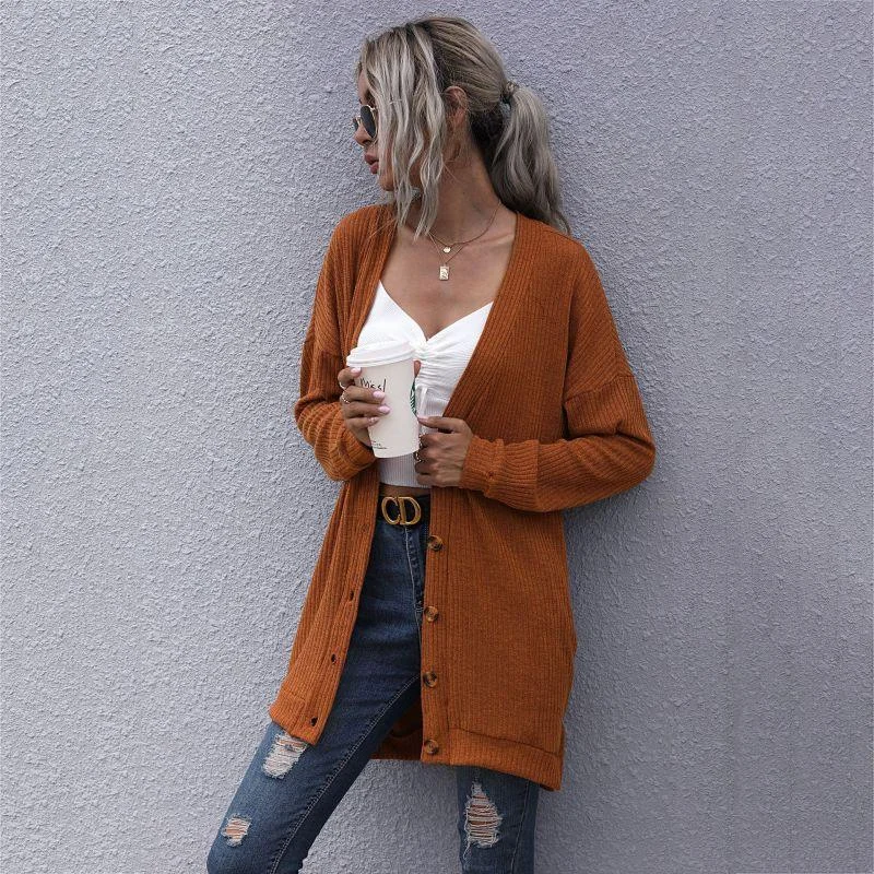 Easygoing Outfits V-neck Women Cardigan Sweater