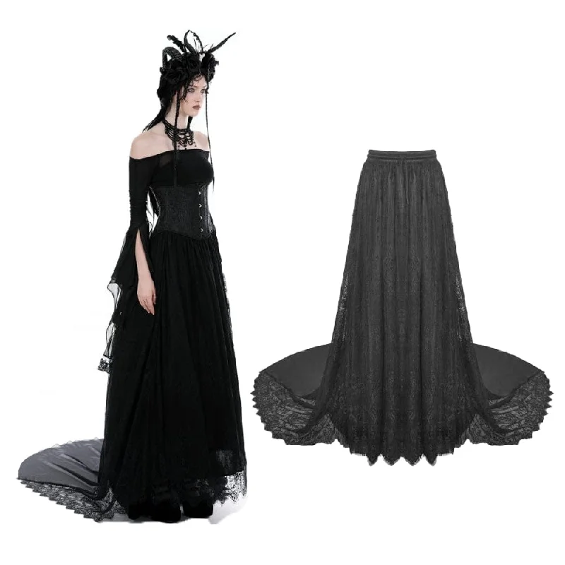 Casual Style Women's Gothic Lace Layered Draggle-tailed Skirt