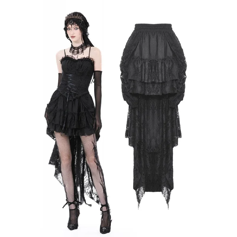 Slim Fit Women's Gothic Layered Unedged High-low Skirt