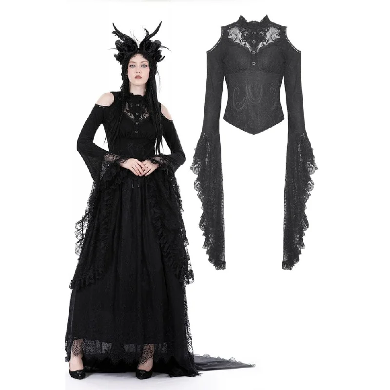 Innovative Design Women's Gothic Off Shoulder Lace Flared Sleeved Blouse