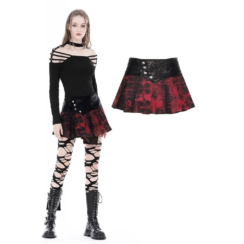 Warm And Comfortable Women's Grunge Tie-dyed Splice Pleated Skirt