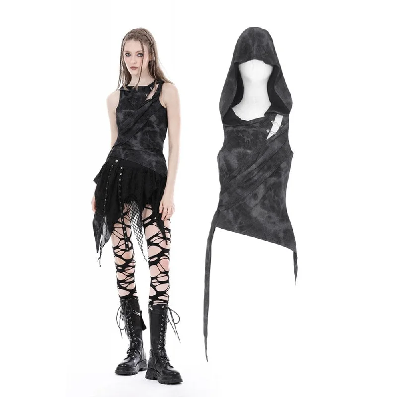 Casual And Casual Women's Punk Irregular Cutout Vest with Hood