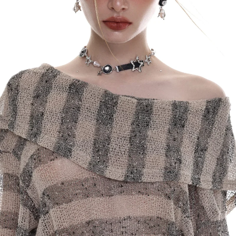 Exquisite Details Women's Punk Irregular Star Baroque Pearl Necklace