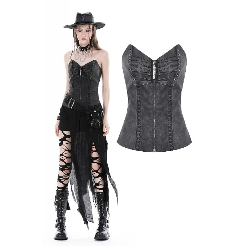 Comfortable down Women's Punk V-neck Lace-up Overbust Corset
