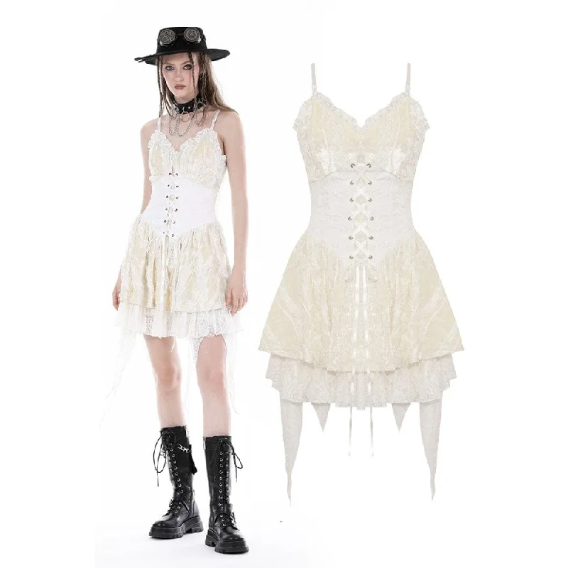 Beautiful Romance Women's Steampunk Irregular Lace-up Layered Slip Dress