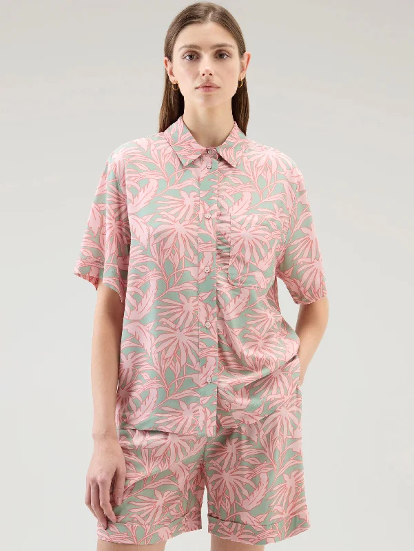 Design Perception Camicia Maniche Corte con Stampa Corallo
