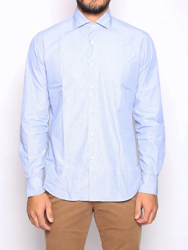 Classic Series Camicia in Cotone Operato Celeste